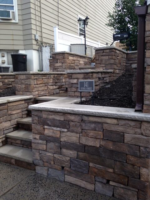 Stone Wall and Steps Installation in Secaucus NJ by Ardizzone Construction
